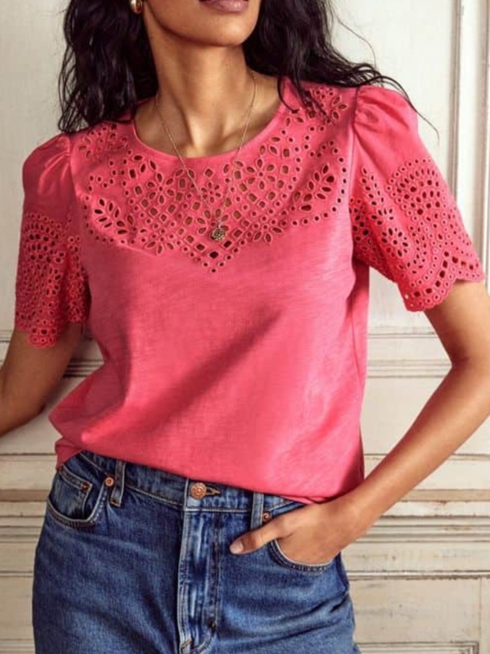 Boden | Broderie Eyelet cotton top size 14